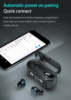 TWS Fones de ouvido Bluetooth Com Caixa-carregador sem Fio de Fone de ouvido Estéreo de Esportes Impermeável Fones de ouvido Com Microfone Para Smartphone