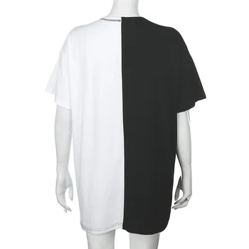 ESTAÇÕES de Borboleta Impresso Patchwork Longa T-shirt de Algodão Solto Camiseta Mulheres Casual Streetwear Metade da Luva T-Shirts ASTS80583