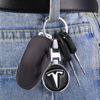 Carro novo chaveiros 3D Emblema de Metal Pingente de Logotipo do Carro do anel de chave para Tesla Modelo 3 Modelo Modelo Modelo X Y 2018 2019 2020