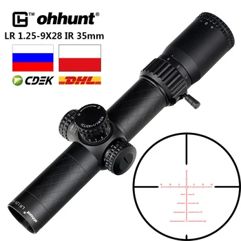 Ohhunt LR 1.25-9X28 IR a Caça Riflescope Vidro Gravado Retículo Vermelho Iluminado Torres de Bloqueio de Reset 35mm Tubo Compacto Vista Âmbito