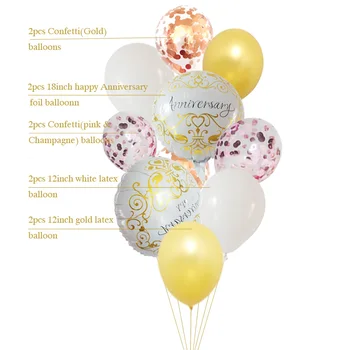 10psc Feliz Aniversário, Festa de Aniversário, balões folha Globos festa de casamento decorações de Champagne, ouro de Confetes balões
