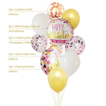 10psc Feliz Aniversário, Festa de Aniversário, balões folha Globos festa de casamento decorações de Champagne, ouro de Confetes balões
