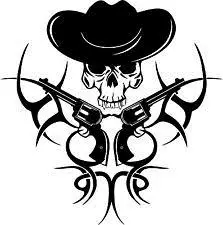 Tribal Cowboy Usa Chapéu De Imagem Do Crânio Tomar A Arma De Adesivos De Parede Ocidental Rodeio Estilo De Adesivos De Parede Meninos Bonitos Sala De Estar Adesivos