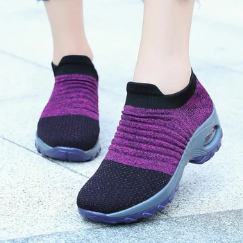 Mulheres Slip-on Running Shoes 35-42 Almofada de Ar Respirável Leve Tênis Mulheres de Esportes Sapatos Confortáveis Sapatos de Senhoras