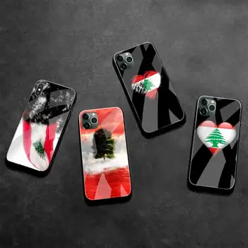 KPUSAGRT Líbano Bandeira Preta TPU Macio Caso de Telefone de Vidro Temperado Para iPhone 11 Pro XR, XS MÁXIMO de 8 X 7 6 6 Além de SE 2020 caso