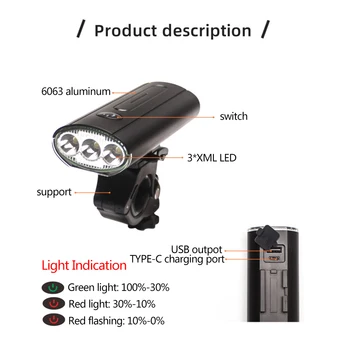3x XML XM-L LED Sport Out Door Cycling MTB Front Light Set 3 Model USB Rechargeable Bike Lamp IPX5 LED Bicycle Headlight Lights