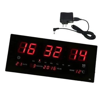 Extra Grande Ecrã LED Office Relógio de Parede 24H-Calendário de Tempo - Dias da Semana - Ano Medidor de Temperatura de Projeção Relógios-NOS