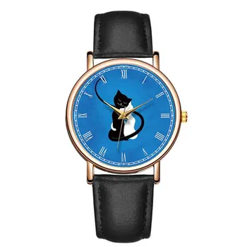 Relógios Mens 2020 Casual Gato Bonito Dial Watch Homens De Quartzo Relógios De Pulso Com Pulseira De Couro Relógio Mulheres Homens Unisex Relógio Relógio Masculino