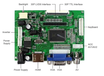 HDMI+VGA 2AV Conselho de Controle de Kit para B156XW02 / LP156WH2 1366 X 768 ecrã LCD LED de Controlador de Placa de