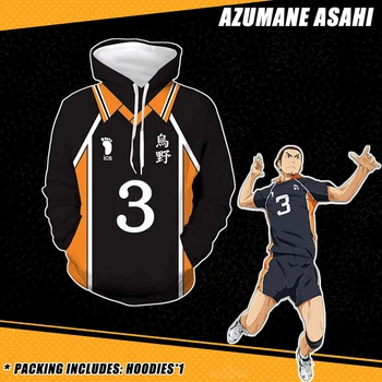 Haikyuu!! Azumane Asahi Cosplay Hoodies Karasuno Escola Anime Camisolas Homens Sportwear Mulheres Camisola Da Equipe De Outono 2020 Tops