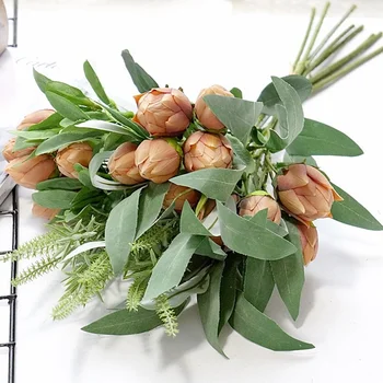 Luxo coreano subiu mão artificial com flores grama sai de casa decoração de casamento fontes de fotografia com adereços de noiva flores