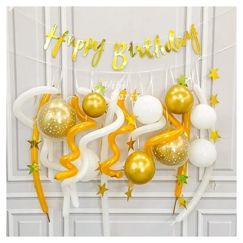 Véspera de natal, Decorações de Ouro e Branco, Festa de Aniversário, Balões Garland para o Banho do Bebé pano de Fundo o Aniversário de Fundo