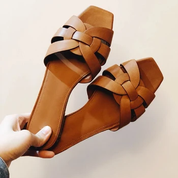 Marca de Designer de Moda as Mulheres Chinelos de Couro Genuíno de Banda Estreita, Peep Toe Sandálias de Luxo Senhoras Slides Sapatos de Verão LU57