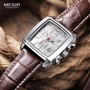 MEGIR Original Assistir Homens de melhor Marca de Luxo de Quartzo Militar Relógios Couro Homens relógio de Pulso Relógio Relógio Masculino conjuntos de quarto de Kol Saati