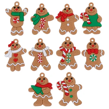 10pcs Natal Gingerbread Man Enfeite de Natal Árvore de Natal Pingente
