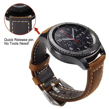 Genuíno Faixa de Relógio de Couro 20mm 22mm Para Amazfit Huawei, Samsung Galaxy Watch 3 41 45MM Active2 46mm Engrenagem S3 Substituição da Correia