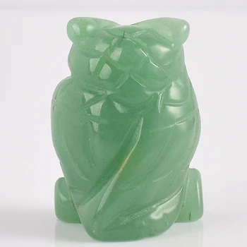 1.5 Polegadas coruja Estatuetas de pedra preciosa Natural aventurina verde Mini Animais de Artesanato Estátua Esculpida para a Decoração Home Cura cristais