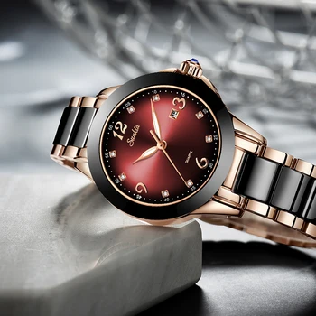 2021 SUNKTA Marca de Moda Assistir a Mulher de Luxo Cerâmica E Liga Analógico Pulseira relógio de Pulso Relógio Feminino Montre Relógio Relógio