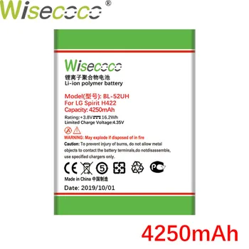 Wisecoco 4250mAh BL-52UH Bateria Para LG Espírito H422 D280N D285 D320 D325 DUAL SIM H443 Escape 2 VS876 L65 L70 MS323 Telefone Móvel