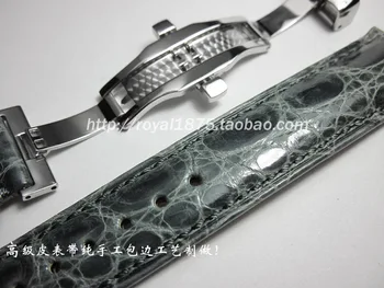 Pulseira de crocodilo 20mm 21mm de Luxo Faixa de Relógio de Couro Com fivela de Borboleta Fivela de alta qualidade Pulseira de cinto Artesanal