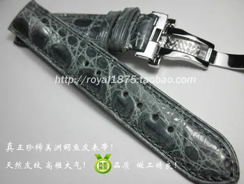Pulseira de crocodilo 20mm 21mm de Luxo Faixa de Relógio de Couro Com fivela de Borboleta Fivela de alta qualidade Pulseira de cinto Artesanal