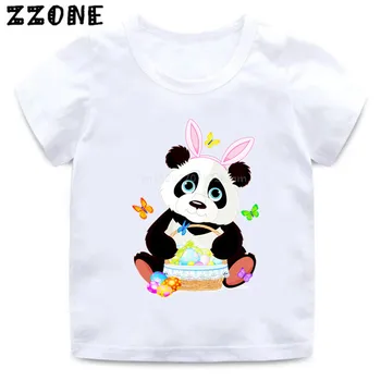 2020 Verão de Crianças T-shirt Engraçada Kawaii Panda Bonito dos desenhos animados de Impressão Bebê Meninos T-Shirt de Manga Curta Crianças Roupas de Meninas,HKP5390