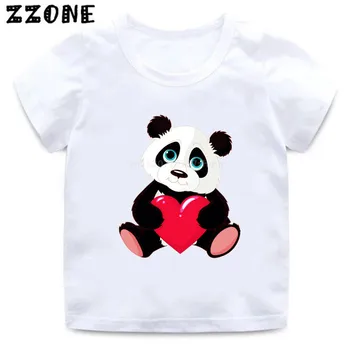 2020 Verão de Crianças T-shirt Engraçada Kawaii Panda Bonito dos desenhos animados de Impressão Bebê Meninos T-Shirt de Manga Curta Crianças Roupas de Meninas,HKP5390