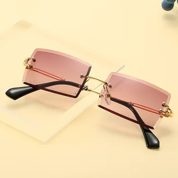 ERILLES Óculos de sol Retro Mulheres Marca o Designer de Moda sem aro com Gradiente de Óculos de Sol Tons Vintage Oculos Luneta De Soleil Femme