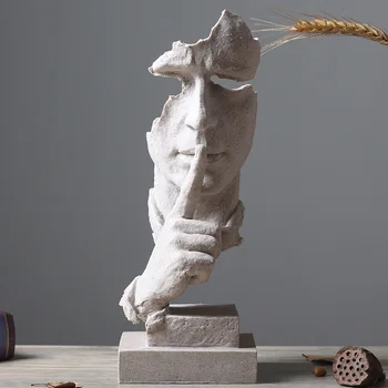 Nordic Resumo O Silêncio É De Ouro Estátua De Resina De Arte Moderna Escultura Estatueta Para Casa Decoração Decoração Da Mesa Não Ouvir Nenhum Olhar