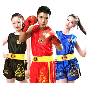 Sanda Terno Kongfu Uniforme Unissex Boxe Uniforme Bruce Lee Wushu Roupas De Artes Marciais De Desempenho De Fantasia Para Crianças Para Adultos