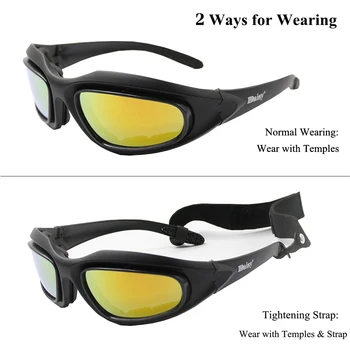 Daisy Polarizada Tático Óculos de sol dos Homens de Airsoft Caça Óculos de Tiro a Proteção UV400 Militar Deserto do Exército Óculos de 4 Lentes