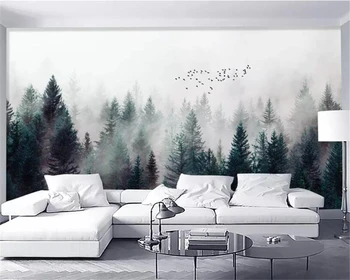 Beibehang papel de parede Personalizado Modernos, de alta qualidade de neblina, floresta de nuvens de pássaros voando paisagem TV na parede do fundo papel de parede behang