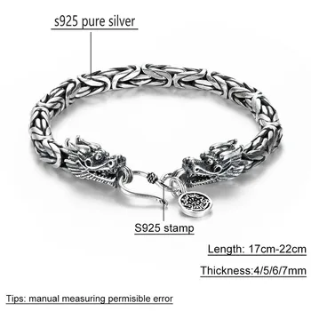 Novo S925 puro bracelete de prata para o homem vintage de prata Tailandês de homens, bracelete feito a mão da torneira personalizado de jóias de moda