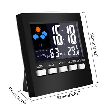 LCD Estação Meteorológica Termômetro Tela de LCD colorida de Temperatura interna de Umidade Calendário Umidade/o Tempo/Repetição de despertar Relógio Despertador