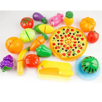 24 Pcs/ Set Plástico do Vegetal de Fruto de Cozinha Corte Brinquedos Início do Desenvolvimento e Educação de Brinquedo para Bebê, crianças, Crianças MU885976