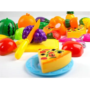 24 Pcs/ Set Plástico do Vegetal de Fruto de Cozinha Corte Brinquedos Início do Desenvolvimento e Educação de Brinquedo para Bebê, crianças, Crianças MU885976