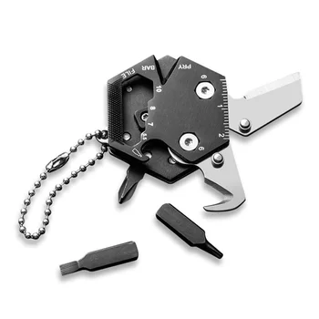 Canivete Chaveiro Hexagonal Kit,Dobrável Mini Bolso Ferramenta de Sobrevivência Conjunto com a Faca Micro Parafuso do Conjunto de Driver