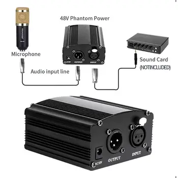 48V Phantom Fonte de Alimentação com Adaptador de AU NOS Plugue da UE para o Condensador de Karaoke Microfone