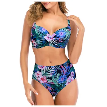 Swimwear das Mulheres do vintage Acolchoado Push-up Bra Tankini cintura alta Biquini Maiô sexy maiô moda praia maiô mulheres