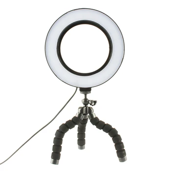 LED Selfie Anel de Luz de Dimmable Com Berço Cabeça Mini Flexível Esponja Polvo Suporte de Tripé Para a Composição de Vídeo ao Vivo Studio Photograp