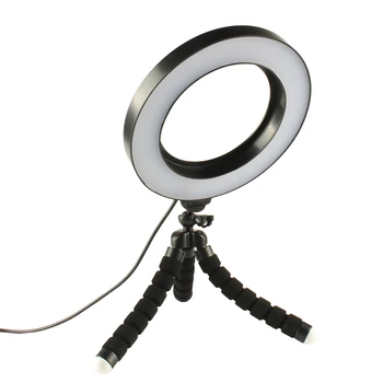 LED Selfie Anel de Luz de Dimmable Com Berço Cabeça Mini Flexível Esponja Polvo Suporte de Tripé Para a Composição de Vídeo ao Vivo Studio Photograp