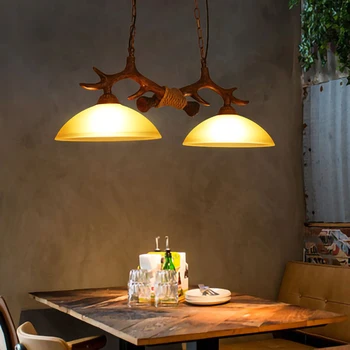A Decoração do restaurante Vintage luzes pingente duplo Chifres de luzes brancas abajur Droplight Brilho dispositivo elétrico de iluminação de quarto