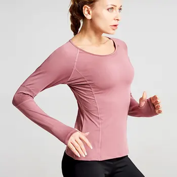 As mulheres do Desgaste dos Esportes Fitness Mulheres Jersey malhas de Manga Longa Ginásio Mulher Apertado, Camisa de Esporte do Yoga Feminina de Treino Tops, T-shirt