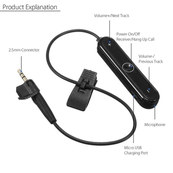 Mini Bluetooth 5.0 mãos livres Adaptador de Áudio sem Fios A2DP, Música do Receptor Receptor de Bose em Torno de Ouvido 2 II AE2 AE2i Fones de ouvido