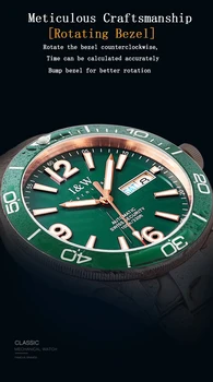 A suíça eu&W 41 mm Vidro Safira em Cerâmica Relógios Mecânicos 100m Impermeável Clássico da Moda de Luxo Relógio Automático do Relógio