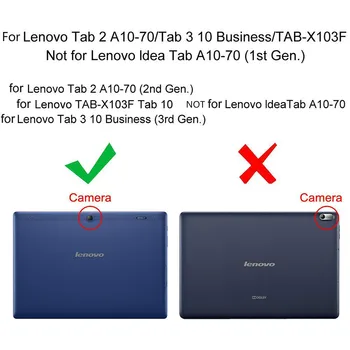 Lichia estilo de capa de Couro PU Para o Lenovo Tab 2 A10-70F/L A10-30 X30F/M Tab 3 X70 X70F/M Guia de 10 TB-X103FX 103.o-f 10.1 caso +FilmPen