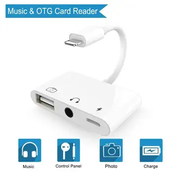 Novo estilo Adaptador OTG USB 3 Leitor de Câmara Com 3,5 milímetros para Fone de ouvido Conexão de Kits de Sincronização de Dados Para o iPhone 11 X/XR/XS/8/7 500MA