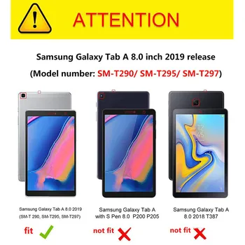 Case para Samsung Galaxy Tab 8,0 2019 T290 T295 SM-T297 SM-T290 SM-T295 Guia 8,0 Polegadas Capa Folio, capa de Couro Pu de Ficar Smart Capa