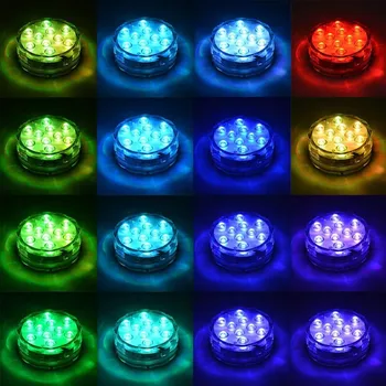 10 LED com controle Remoto Subaquática de Luz de IP68 Impermeável RGB Multicolor Alimentado por Bateria Submergível Vaso Decoração de Piscina