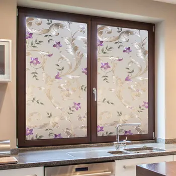 Estática 3d de vidro fosco, adesivos de família casa de banho privacidade filme opaco varanda com portas de correr e windows flor adesivos